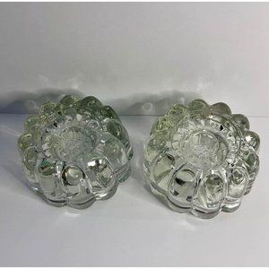 Vintage Princess House Clear Reversible Lead Crystal Candle Stick Holder MCM 2